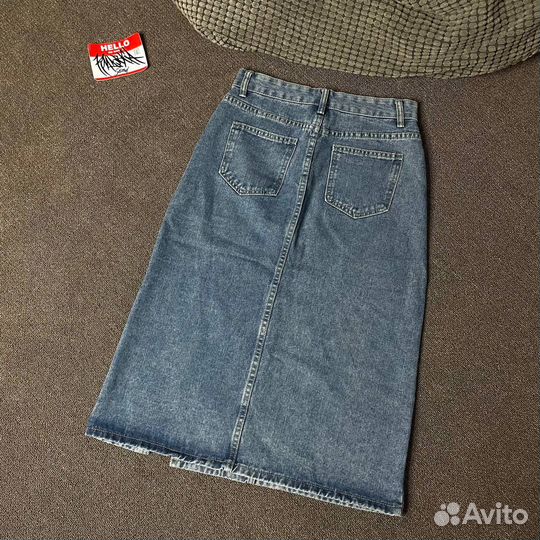 Юбка женская джинсовая миди с разрезом