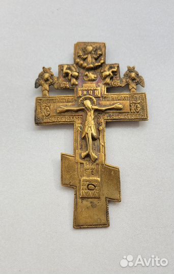 Старинный литой крест распятие христово. 19 век
