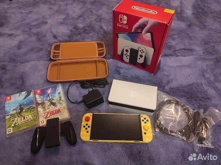 Nintendo switch oled полный комплект + чехол