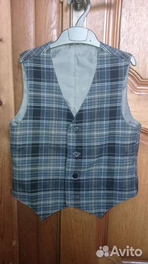 Жилетка голубая клетка школьная форма для мальчика