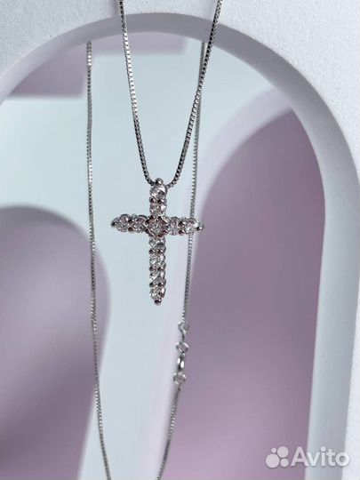 Крестик с камнями Tiffany