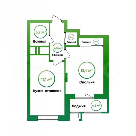1-к. квартира, 46,1 м², 4/16 эт.