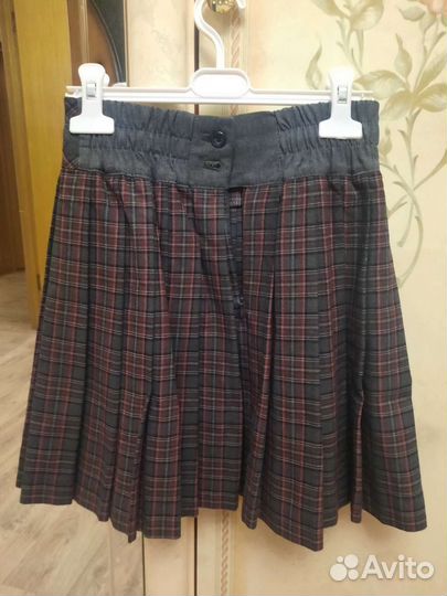 Юбка школьная в клетку 140