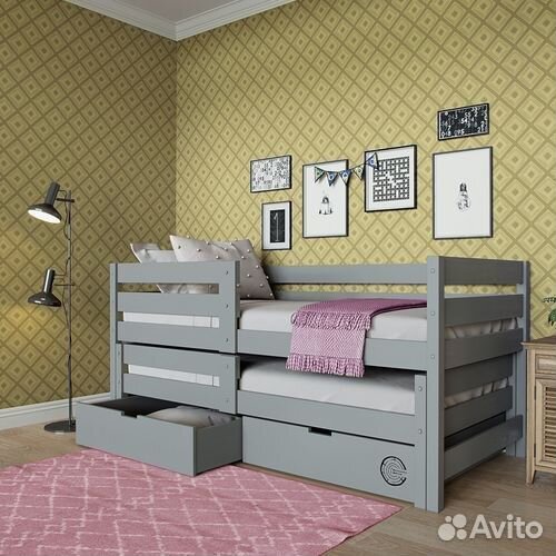 Кроватка выдвижная матрешка от 2х лет из натуральн