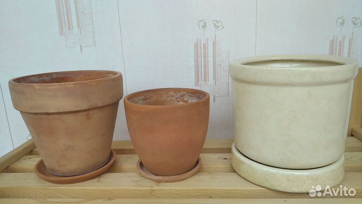 Горшки для цветов пакетом глиняный