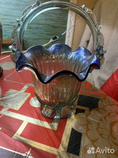 Конфетница цветное стекло СССР