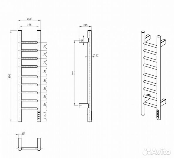 Полотенцесушитель электрический Wonzon & Woghand WW-AL4092-MB Черный матовый