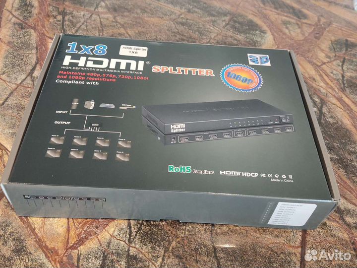 Hdmi сплиттер 1х8 активный
