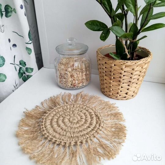 Салфетка бохо из джута