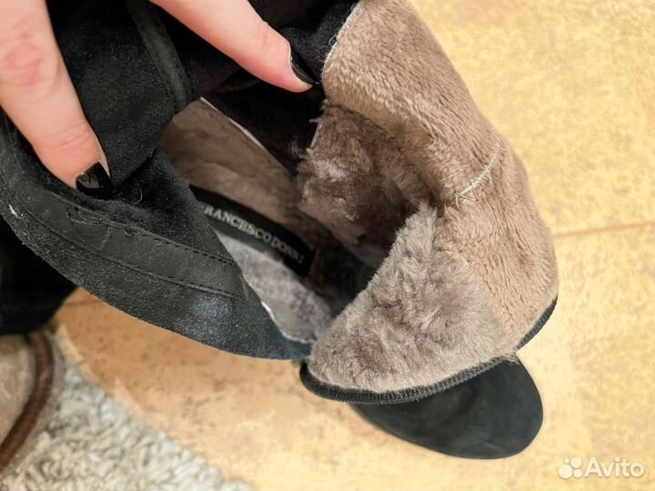 Сапоги ботфорты замшевые зимние