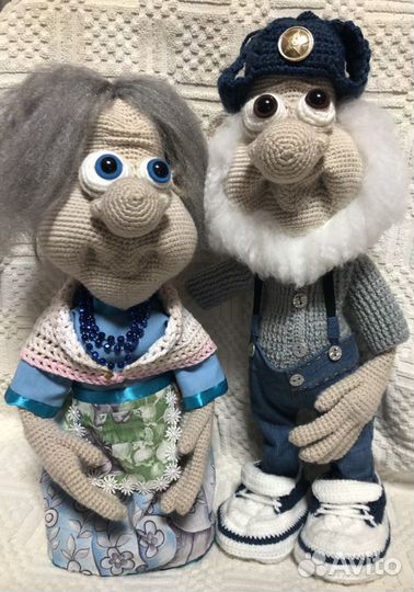 Интерьерная вязанная кукла. Бабуля и Дедуля