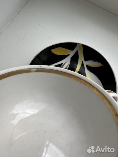 Чайная пара черная Тюльпан Дулево СССР