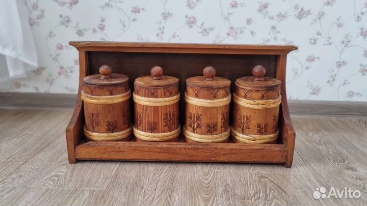 Набор деревянных баночек для хранения