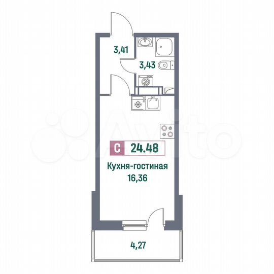 Квартира-студия, 24,5 м², 11/16 эт.