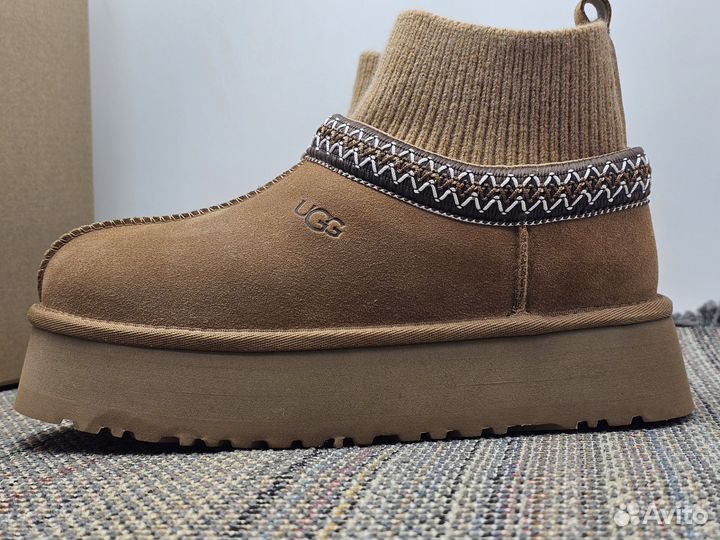 Ugg женские с носком Tazz knit Chestnut