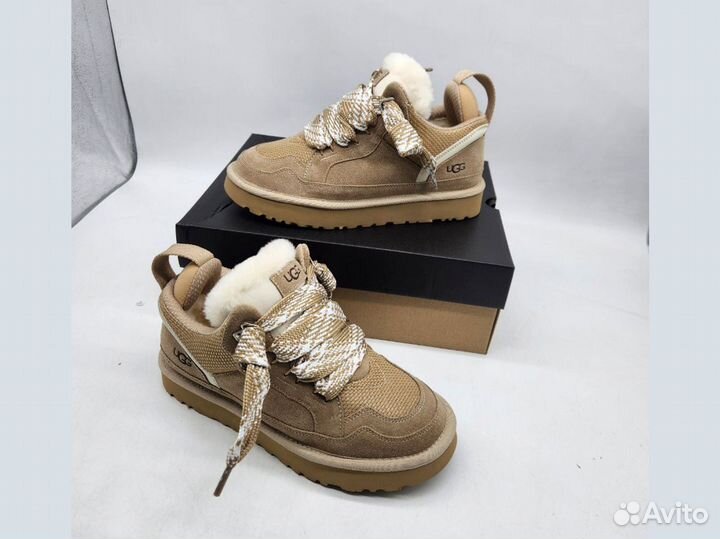 UGG (угги) настоящие женская модель Lowmel Sneaker Бежевого цвета