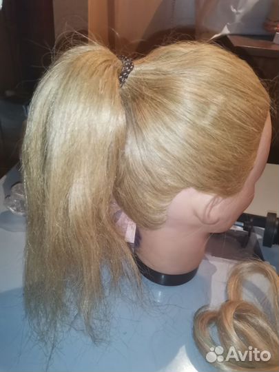 Голова манекен натуральные волосы со штативом