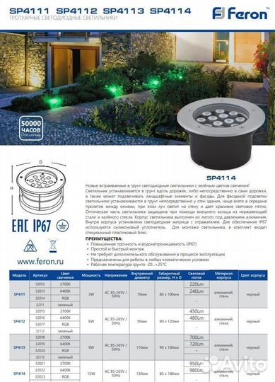 Светильник для садовых дорожек встраиваемый SP4114