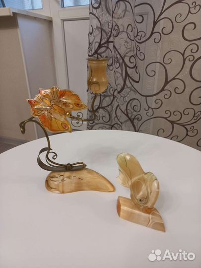 Подсвечник из натурального камня Оникс