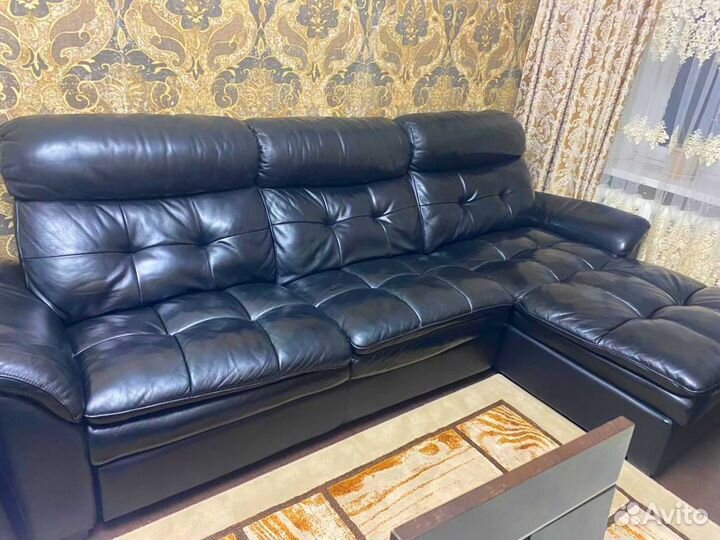 Угловой кожаный диван из натуральной кожи