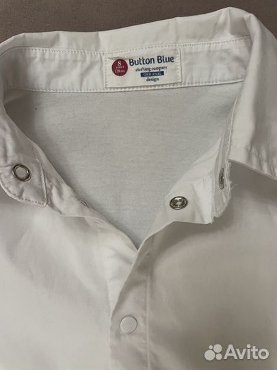Рубашка сорочка белая 128 button blue