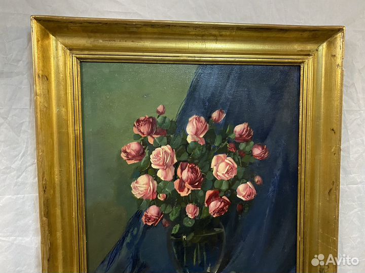 Картина холст масло розы, Lapchine 1940e