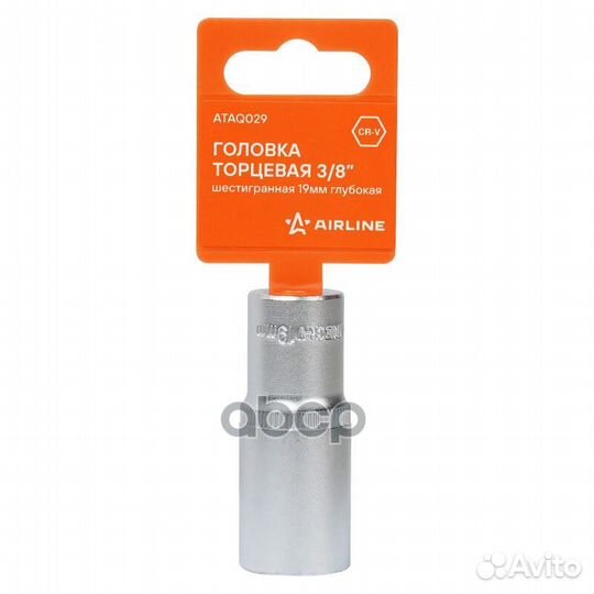 Головка торцевая 3/8 шестигранная 19мм глубокая