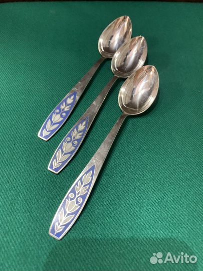 Чайные ложки СССР. Мельхиор/эмаль