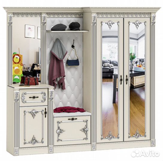 Прихожая «Визит» оригинал белая серебро