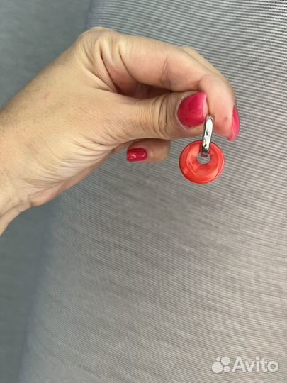 Серьги кольца конго с подвесками бубликами