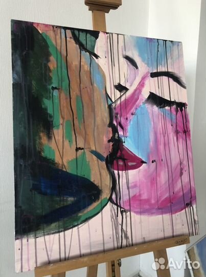 Картина холст акрил «Поцелуй»