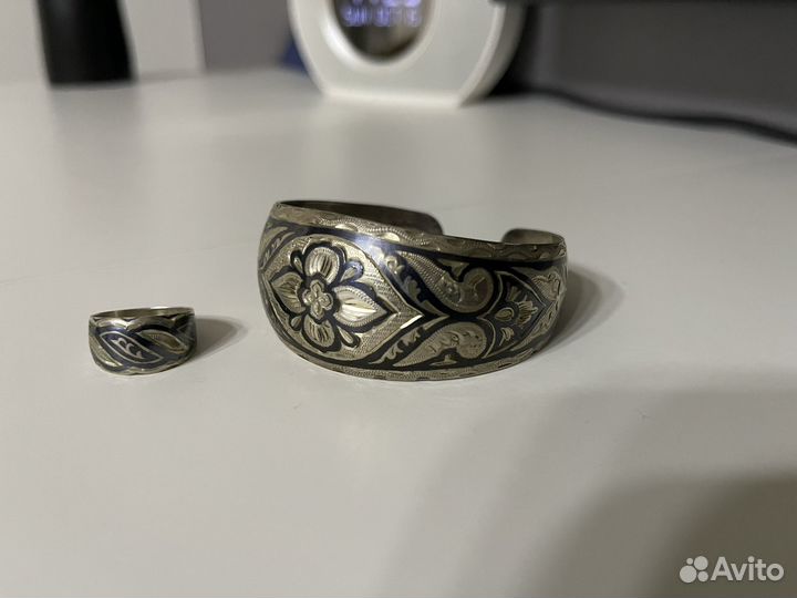Серебряное кольцо и браслет СССР кубачи