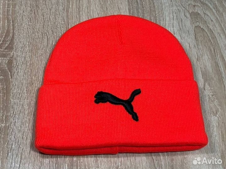 Шапка унисекс Puma. Зимняя, оранжевая