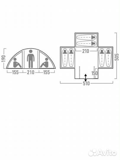 Палатка 6 местная с тамбуром outventure