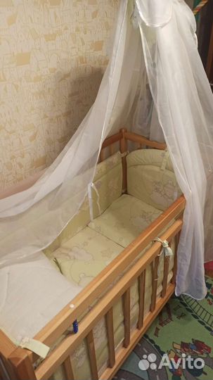 Борта в детскую кровать + кпб + одеяло + балдахин