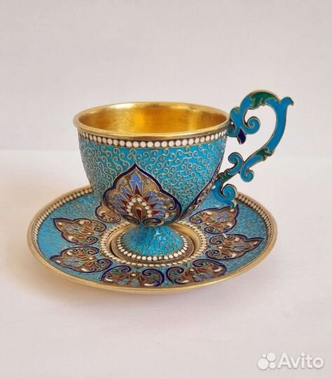 Кофейная пара. Серебро 84. Эмаль