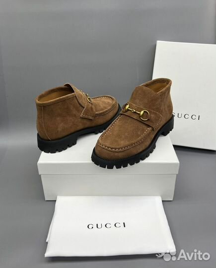 Полуботинки женские песочные Gucci рыжие