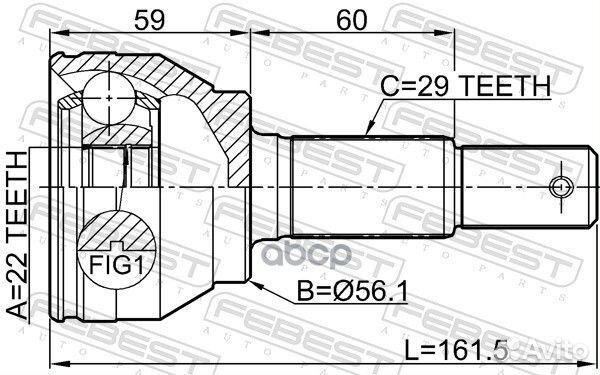 Шрус наружный 22x56.1x29 0210-F15 Febest