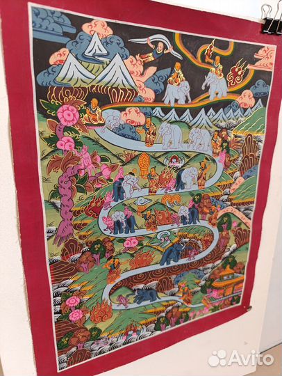 Тханка Путь в Нирвану Непал ручная работа 30х37 см