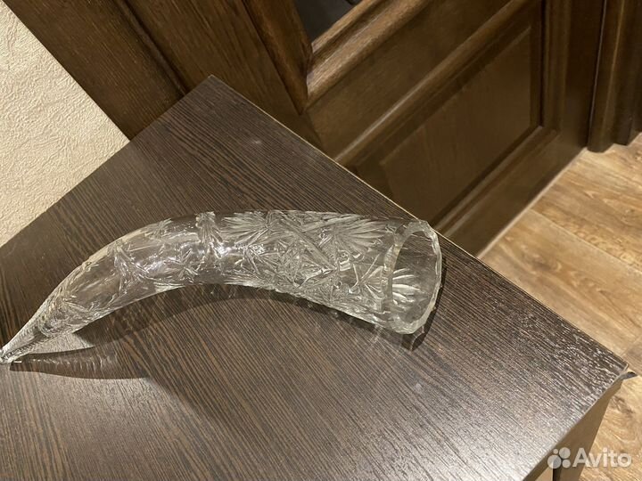 Гжель свинка. Хрустальный фужер, рог