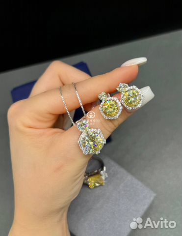 Серьги и кулон Graff серебро, кубические цирконы