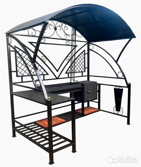 Мангал для дачи с крышей и печкой Kovmangal Рич 22