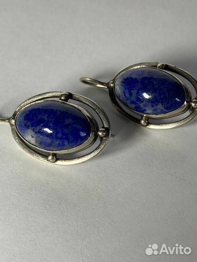 Предлагаются Винтажные крупные серьги. лазурит