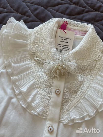 Блузка «Розовый какаду», 140 размер, молочный