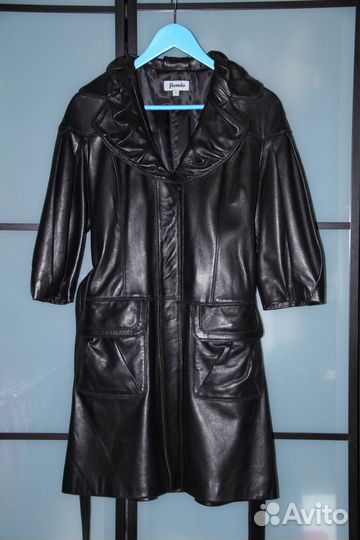 Плащ из натуральной кожи новый бирка срезана