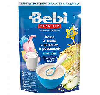 Каша Bebi Premium 3 злака яблок/ромаш для снов 6+