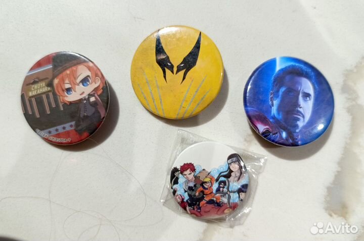 Брелки, значки, подвески по разным аниме, Марвел
