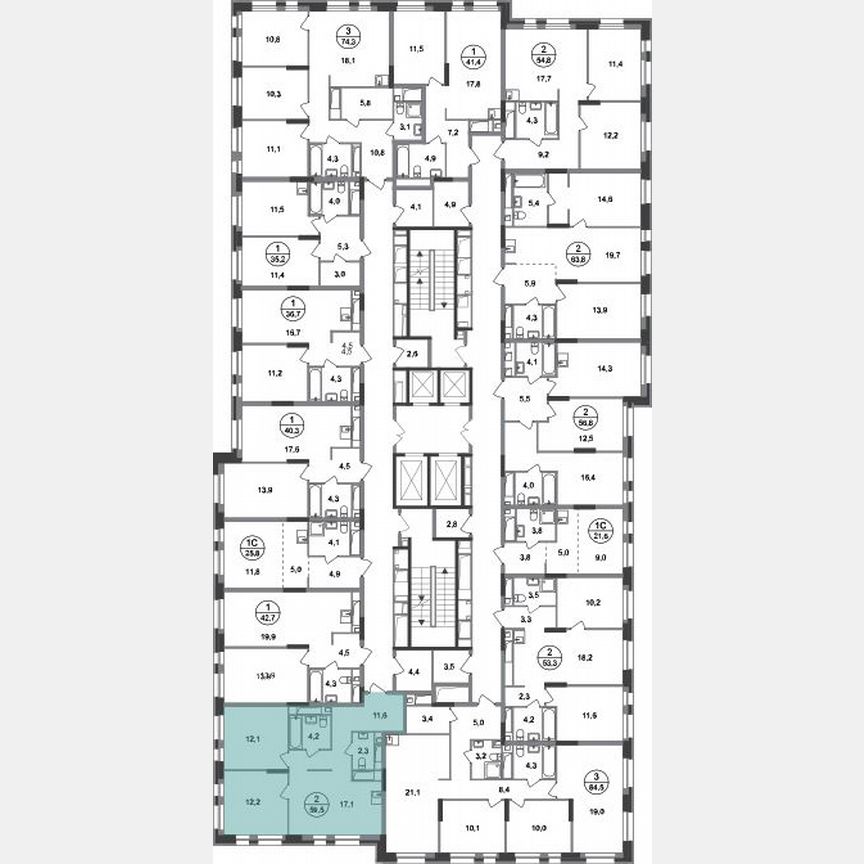 2-к. квартира, 59,5 м², 4/20 эт.