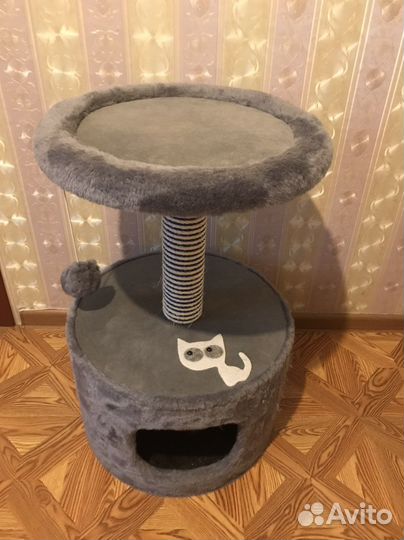 Дом-когтеточка для кошек с лежанкой