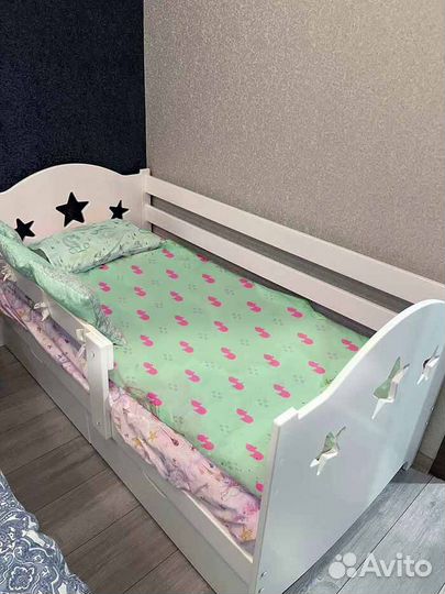Кроватка высокий борт сингл берёза для малыша